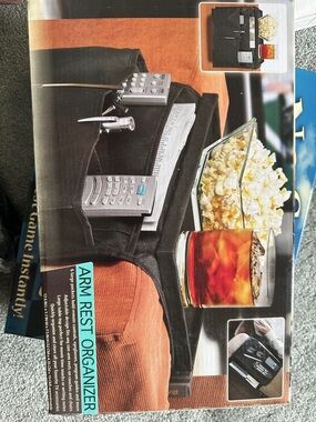 Black Arm Rest Organizer with Multiple Pockets